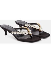 Versace - High Summer Embellished Satin Thong Sandals - Lyst