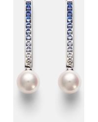 Mikimoto - Ohrringe Aus 18Kt Weissgold Mit Saphiren Und Akoyaperlen - Lyst