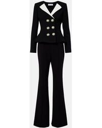 Self-Portrait - Peplum Crepe Flared Jumpsuit - Lyst