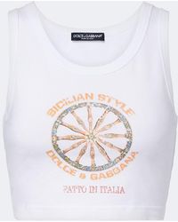 Dolce & Gabbana - Carretto Cotton-Blend Jersey Crop Top - Lyst