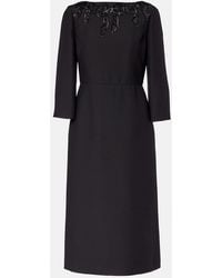 Valentino - Embroidered Wool And Silk Midi Dress - Lyst