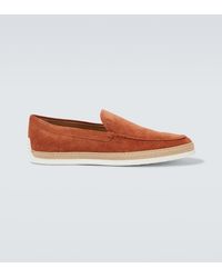 Tod's - Jute-Trimmed Suede Slip-On Shoes - Lyst