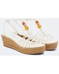 Jimmy Choo - Lemi Embellished Leather Wedge Sandals - Lyst