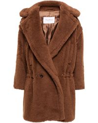 Max Mara Ofelia Wool And Silk-blend Teddy Coat in Camel (Brown) | Lyst
