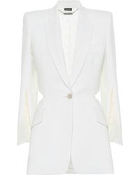 Alexander McQueen Blazer in crêpe di misto lana - Bianco
