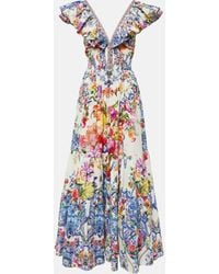 Camilla - Floral Tiered Cotton Maxi Dress - Lyst