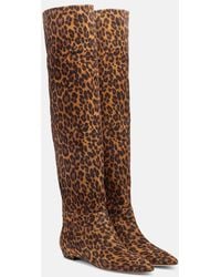Gianvito Rossi - Leopard-Print Suede Knee-High Boots - Lyst