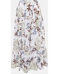 Erdem - Olympia Printed Linen Midi Skirt - Lyst