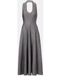 KHAITE - Melina Halterneck Lame Midi Dress - Lyst