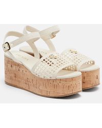 Prada - Crochet Wedge Sandals - Lyst