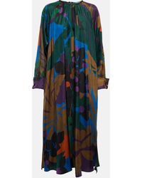 Max Mara - Azzurro Printed Silk Maxi Dress - Lyst