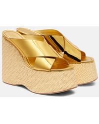 Paris Texas - Mara Metallic Leather Wedge Mules - Lyst