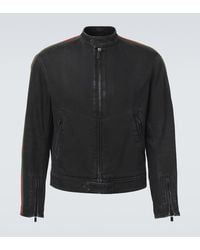 Gucci - Web Stripe Denim Biker Jacket - Lyst