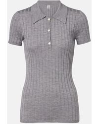 TOTEME - Ribbed-Knit Cashmere And Silk Polo Shirt - Lyst