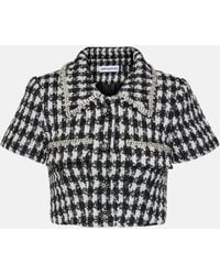 Self-Portrait - Checked Boucle Crop Top - Lyst