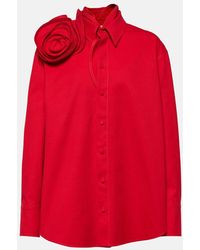 Valentino - Camisa oversized de algodon con aplique floral - Lyst