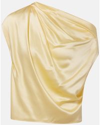 The Sei - Draped Silk Satin Top - Lyst