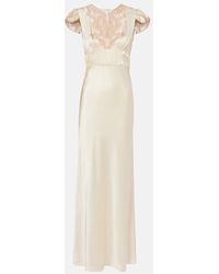 Chloé - Lace-Trimmed Silk Satin Maxi Dress - Lyst