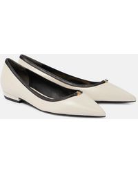 Tory Burch - Double T Leather Ballet Flats - Lyst