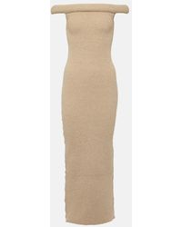 TOTEME - Knitted Off-Shoulder Midi Dress - Lyst