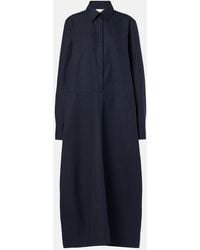 Jil Sander - Gathered Cotton Poplin Shirt Dress - Lyst