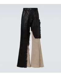Rick Owens - Joris Coated Distressed Wide-Leg Jeans - Lyst