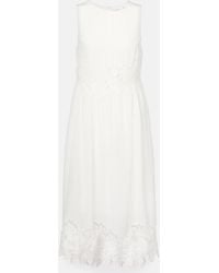 Velvet - Bianca Lace-Trimmed Midi Dress - Lyst