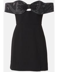 Self-Portrait - Bow-Detail Off-Shoulder Crepe Minidress - Lyst
