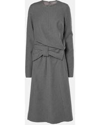 Maison Margiela - Vestido Midi De Algodon Y Lana Fruncido - Lyst