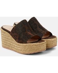 Gianvito Rossi - Leopard-Print Espadrille Wedge Mules - Lyst