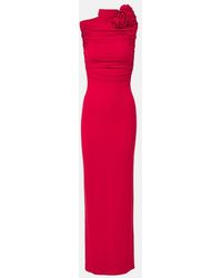 Magda Butrym - Floral-Applique Ruched Jersey Gown - Lyst