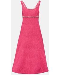 Self-Portrait - Midikleid Aus Bouclé-tweed Mit Kristallen - Lyst