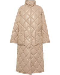 Stand Studio Sage Faux Leather Puffer Coat - Natural