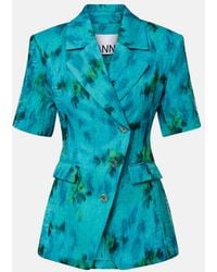 Ganni - Printed Organza Blazer - Lyst