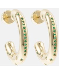 Lauren Rubinski - Peggy 14kt Gold Hoop Earrings With Emeralds - Lyst