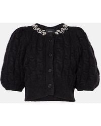 Simone Rocha - Cardigan Cropped De Lana Bordado - Lyst