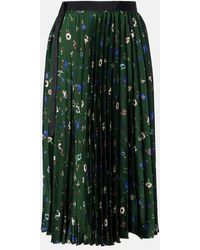 Sacai - Floral Plisse Satin Midi Skirt - Lyst