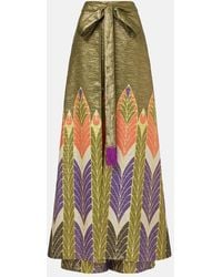 Valentino - Printed Silk-Blend Wide-Leg Pants - Lyst
