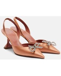 AMINA MUADDI - Rosie Embellished Satin Slingback Pumps - Lyst