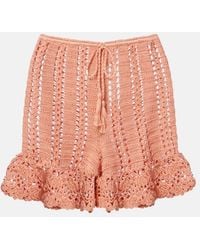 Anna Kosturova - Crochet Ruffled Cotton Shorts - Lyst