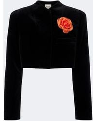 KHAITE - Samo Cropped Velvet Jacket - Lyst