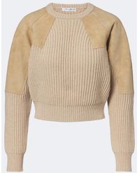 Max Mara - Suede-Paneled Wool And Cashmere Sweater - Lyst