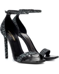 Saint Laurent Sandales à paillettes Amber 105 - Noir