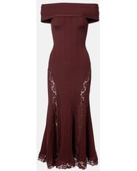 Self-Portrait - Lace-Trimmed Off-Shoulder Midi Dress - Lyst