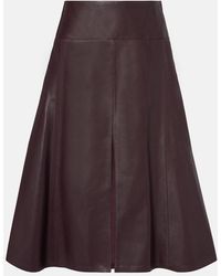 Alaïa - Low-Rise Leather Midi Skirt - Lyst
