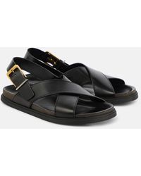 The Row - Buckle Black Sandals - Lyst