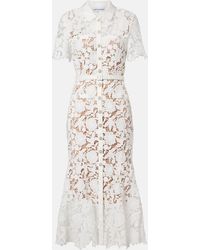 Self-Portrait - Belted Lace Shirt Dress - Lyst
