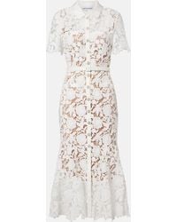 Self-Portrait - Belted Lace Shirt Dress - Lyst