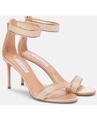 Aquazzura - Shimmer 85 Embellished Satin Sandals - Lyst