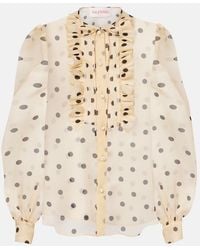 Valentino - Polka-Dot Silk Organza Blouse - Lyst